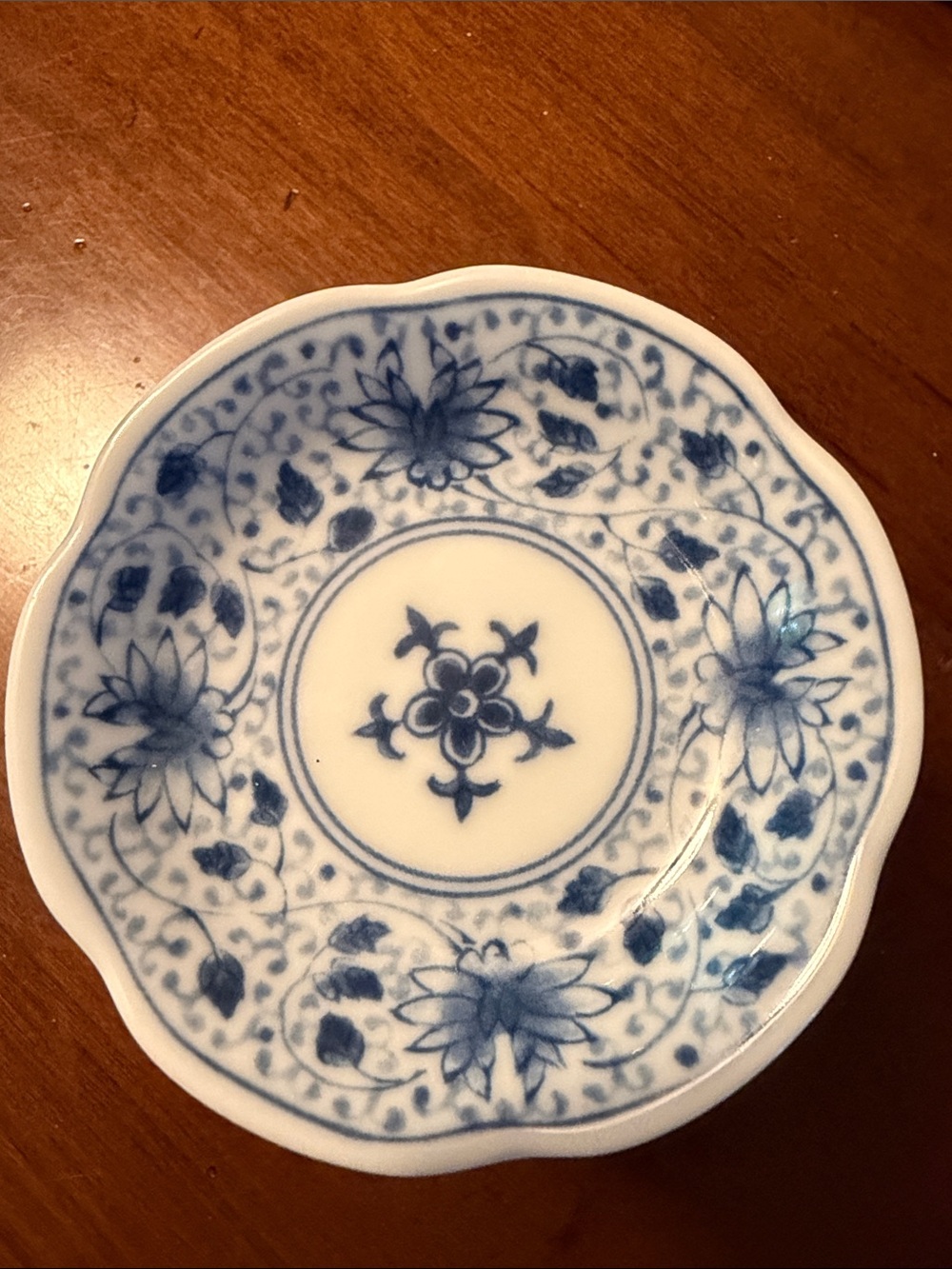 Blue and White Floral Porcelain Butter Pats (8)